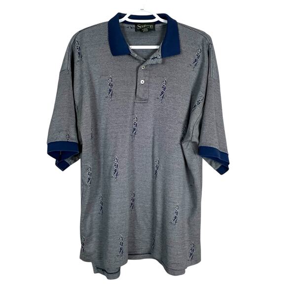 Vintage Southport Golf Polo Shirt Men’s XL Made in USA Golfer All Over Print - Picture 1 of 8